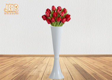 Tall Decorative Glossy White Fiberglass Planters Floor Vases Flower Pots
