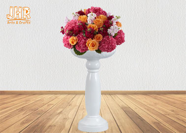 Decorative Glossy White Fiberglass Flower Pots Creative Shape 100cm Height