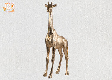 Statua animale diritta della Tabella delle figurine della scultura della giraffa della vetroresina della foglia di oro