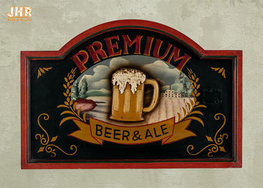 Custom Wooden Wall Signs Antique Wood Pub Sign Resin Beer Wall Decor Green Color