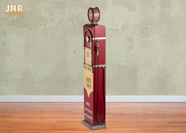 Scaffale di legno decorativo di legno antico di stoccaggio della pompa di gas dell'orologio del pavimento di colore rosso del Governo di stoccaggio