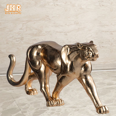 Rivestimento animale della foglia di oro della vetroresina delle figurine di Polyresin della decorazione della resina della statua animale del leopardo