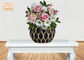 I vasi da fiori geometrici decorativi della vetroresina del modello con oro hanno coperto di foglie rivestimento