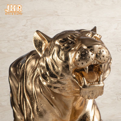 Decorazione dell'interno della resina della figurina a grandezza naturale di Tiger Statue Golden Fiberglass Animal